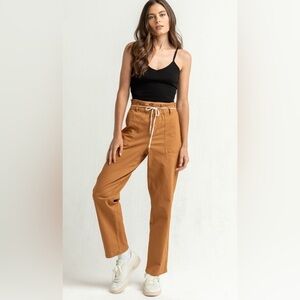 SKY AND SPARROW TILLYS Brown Butterscotch Paperbag Waist Pants XS 27x29